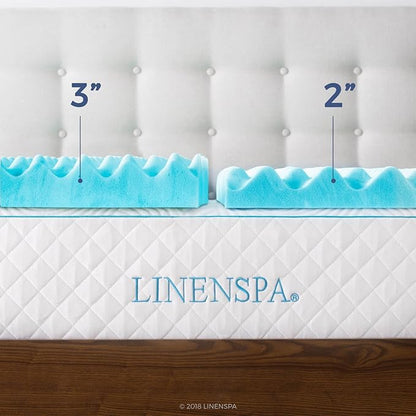 Linenspa 3 Inch Convoluted Gel Swirl Memory Foam Mattress Topper - Promotes Airflow - Relieves Pressure Points - California King