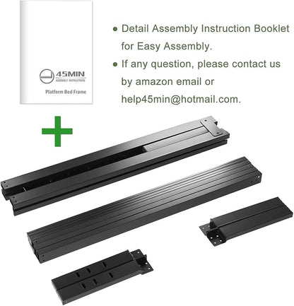 45MinST 18 Inch Platform Bed Frame/Easy Assembly Mattress Foundation / 3000lbs Heavy Duty Steel Slat/Noise Free/No Box Spring Needed,Twin XL