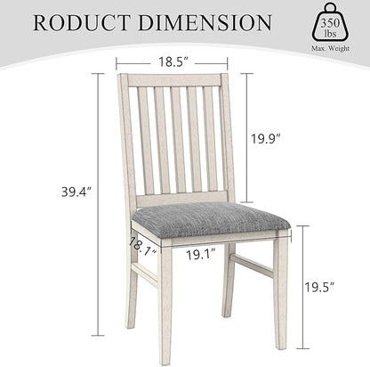 6-Piece Solid Wood Dining Table Set for 6, Modern Breakfast Dinette Kitchen Table with Chairs for Dining Room, Kitchen, Grey