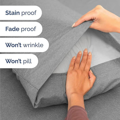 Twin Size 3 Piece Sheet Set - Comfy Breathable & Cooling Bed Sheets Set - Hotel Luxury Bedding for Women, Men, Kids, Teens, Boys & Girls - Deep Pockets, Soft & Wrinkle Free - Grey (Heathered Sheets)