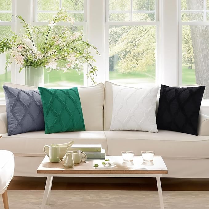 decorUhome Throw Pillow Covers 22x22 Inch Set of 2, Soft Plush Faux Fur Wool Cream White Couch Pillow Covers, Decorative Neutral Pillow Cases for Bed Sofa Living Room Home Decor