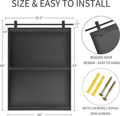 24x36 Inch Rectangle Bathroom Vanity Mirror for Wall Mounted Over Sink Farmhouse Rustic Matte Black Frame Barn Door Mirrors Foyer Entryway Decor