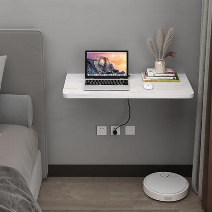 Pmnianhua Wall Mounted Desk,31'' Wall Mounted Drop Leaf Table,Drop Down Table,Folding Table,Fold Down Wall Desk,Floating Desk for Wall Laundry Room Bar Home Office Small Space(White)