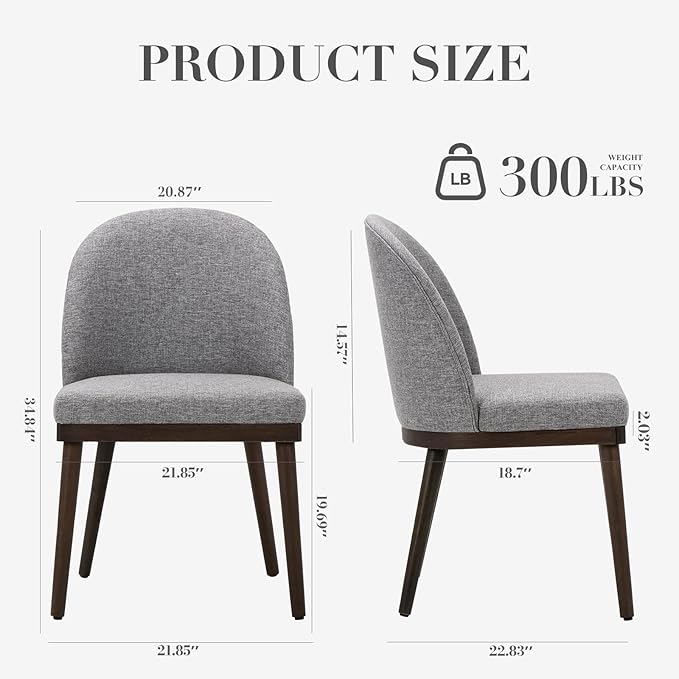 COLAMY Upholstered Dining Chairs Set of 4, Wooden Kitchen Chairs with Open Back, Modern Dining Room Chairs with Wood Frame, Dinner Side Chairs for Dining Room Kitchen Restaurant, Light Grey