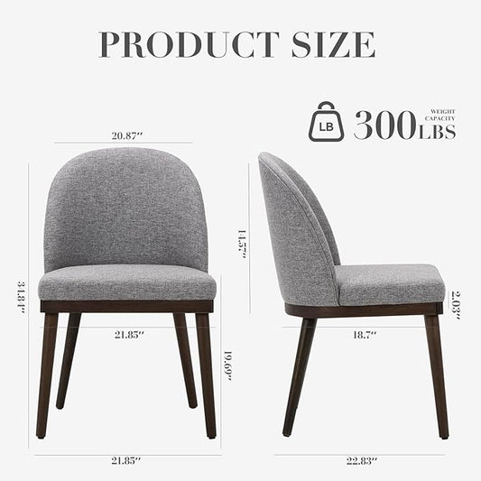 COLAMY Upholstered Dining Chairs Set of 4, Wooden Kitchen Chairs with Open Back, Modern Dining Room Chairs with Wood Frame, Dinner Side Chairs for Dining Room Kitchen Restaurant, Light Grey