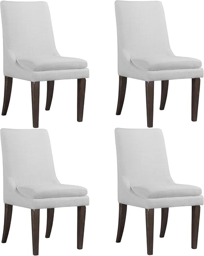 Upholstered Dining Chairs Modern Sidechair Performance Fabric High Back Armlesschair for Diningroom Kitchen,White,Set of 4(2 Box)