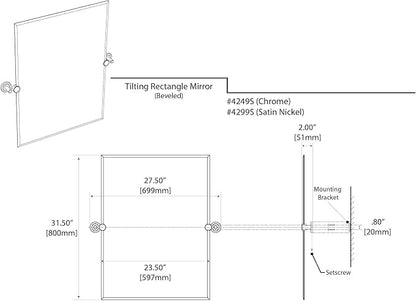 Gatco Latitude II Rectangle Mirror,, Chrome, 31.5 Inch, Frameless Rectangle, 31.50"H X 27.50"W
