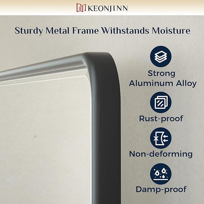 Keonjinn Pivot Mirror Bathroom, 20 x 24 In Beveled Tilt Mirror Bathroom, Matte Black Farmhouse Rectangular Metal Framed Mirrors, Rounded Corner Rectangular Vanity Mirrors for Wall, Horizontal/Vertical