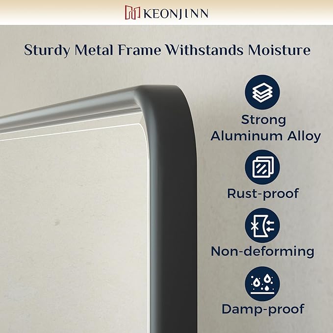 Keonjinn Black Pivot Mirror Bathrooms, 20x30 in Tilt Mirror Bathroom for Over Sink, Black Rounded Corner Farmhouse Pivot Rectangle Mirrors, Metal Framed Beveled Bathroom Mirrors (Horizontal/Vertical)
