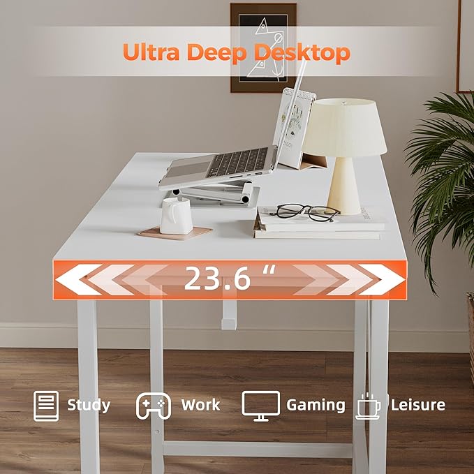Rolling Computer Desk with Wheels, Gaming Desk for Small Spaces, Modern Simple Style Table for Home Office, Study Writing Table (Caster, Oak, 48 inch)