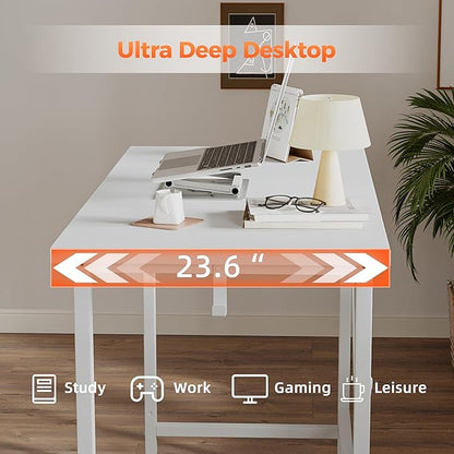 Rolling Computer Desk with Wheels, Gaming Desk for Small Spaces, Modern Simple Style Table for Home Office, Study Writing Table (Caster, Oak, 48 inch)