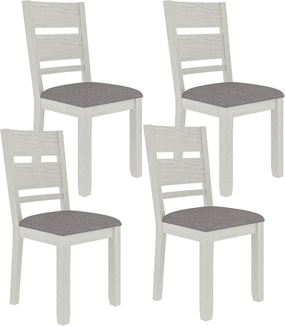 Dining Chairs Set of 4, Solid Wood Farmhouse Chairs with High Cross Back and Upholstered Seat, Easy Assembly for Indoor Home, Dinner, Kitchen, Grey