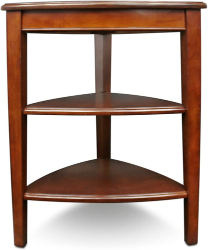 Shield Solid Wood Tiered End Table with Shelves, Glazed Auburn Brown, Perfect for Living Rooms, Bedrooms, and Small Spaces – Leick Home, 9009