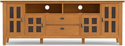 SIMPLIHOME Artisan SOLID WOOD 72 inch Wide Transitional TV Media Stand in Honey Brown For TVs up to 80 inches for the Living Room and Entertainment Center