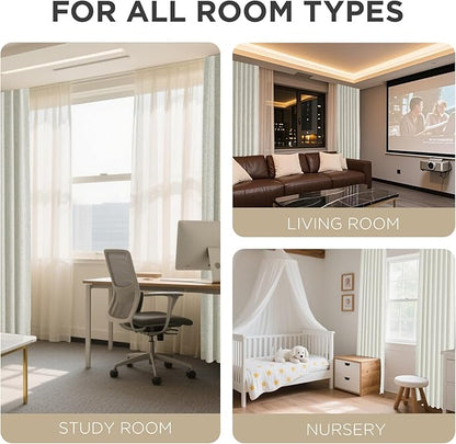 Joydeco 100% Blackout Curtains for Bedroom - Natural Linen Curtains 42" W x 90" L Long, Thermal Insulated 2 Panels Light Beige. Room Darkening Light Blocking Drapes for Living Room