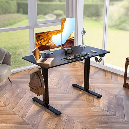 Kingant Standing Desk Height Adjustable Electric Stand Up Desks [48 x 24 Inch] - Ergonomic Sit Stand Desk Rising Desks for Home Office Computer Desk Stand Desk Workstation with Cable Management