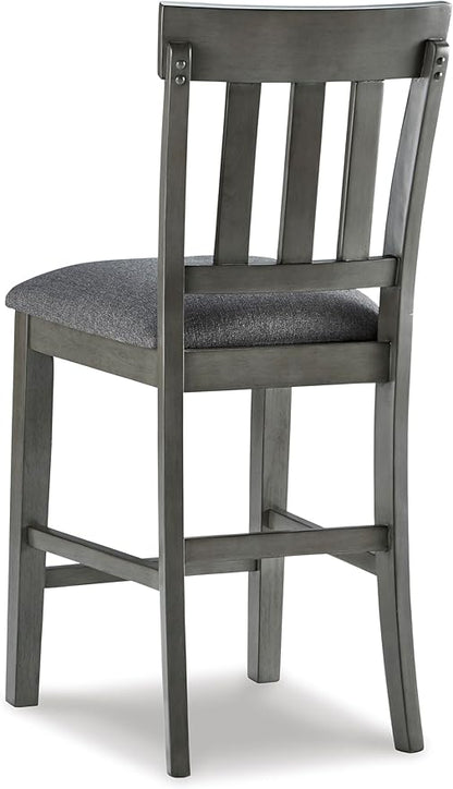 Signature Design by Ashley Hallanden Modern Farmhouse 25.75" Counter Height Upholstered Barstool, Set of 2, Dark Gray