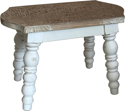 Wooden Bathroom Farmhouse Step Stool, Wood Foot Stool for Adults Kids, Bedside Step Plant Stand for Kitchen