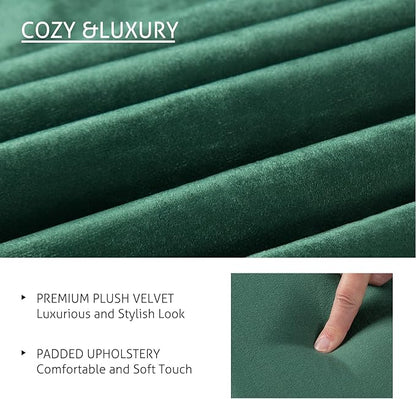 SHA CERLIN Queen Bed Frame/Velvet Upholstered Platform Bed Frame with Headboard/Strong Wood Slats Support/Mattress Foundation/No Box Spring Needed - Green