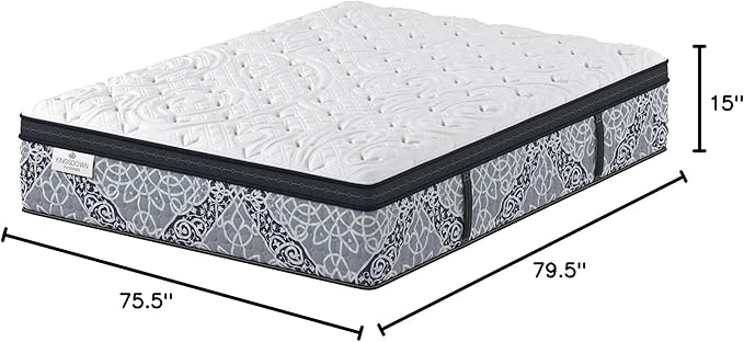 Kingsdown Cushion Firm Euro Pillow Top Hybrid King Mattress Cooling Gel Memory Foam Layer Multi-Layered Motion Isolation Cool Sleep Quilted Top Luxury Mattresses, 15-inch, Passions Engleson