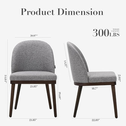 COLAMY Upholstered Dining Chairs Set of 6, Large Dining Room Kitchen Chairs with High Back and Deep Seat, Modern Fabric Dinner Chairs with Wood Legs, Dark Grey