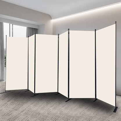 Room Divider, 6 Panel Folding Privacy Screens with Wider Support Feet, 6 Ft Portable Room Partition for Room Separator, 204" W X 71" H, Beige