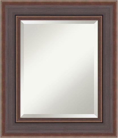 Amanti Art Brown Wall Mirror 28x24 Moab Brown Bronze Rectangle Bathroom Mirror for Wall Decor Living Room, Small Modern Frame, Hangs Horizonally and Vertically, Bathroom Decor, Beveled Edge
