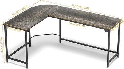 Teraves Modern L Shaped Gaming Desk 58'' Corner Computer Desk for Home Office Gaming Table Study Writing Workstation for Small Space, Easy to Assemble