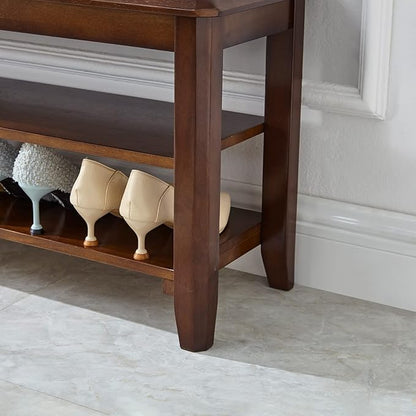 LEILISI Shoe Bench, Solid Wood Shoe Rack Bench Simple Style Shoe Storage Bench for Entryway Hallway Living Room and Corridor (31.5")