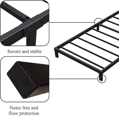 7 Inch Twin Bed Frames No Box Spring Need, Low Profile Metal Platform Twin Size Bed Frame, Heavy Duty Support Bedframes Twin, Easy Assembly