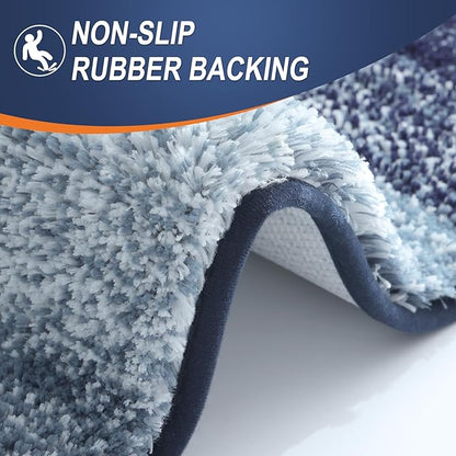 OLANLY Bathroom Rugs Mat 24x16, Extra Soft Absorbent Microfiber Bath Rugs, Rubber Backing, Quick Dry, Machine Washable Bath Mats for Bathroom Floor, Tub and Shower, Home Decor Accessories, Airy Blue