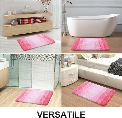 OLANLY Bathroom Runner Rugs 70x24, Extra Soft Absorbent Microfiber Bath Rugs, Rubber Backing, Quick Dry, Machine Washable Bath Mats for Bathroom Floor, Tub and Shower, Home Decor Accessories, Pink