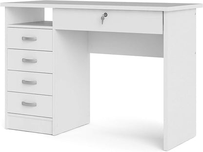 Tvilum Desk with 5 Drawers, White