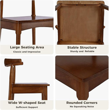 DELAVIN Solid Wood Dining Chairs Set of 4,Kitchen Chairs with Solid Oak Wood Legs, Farmhouse Style High Ladder Back Dining Room Chairs,Walnut