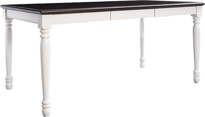Crosley Furniture Shelby 6-Piece Traditional Dining Table Set for 7 with 4 Chairs and a Wood Bench, Distressed White