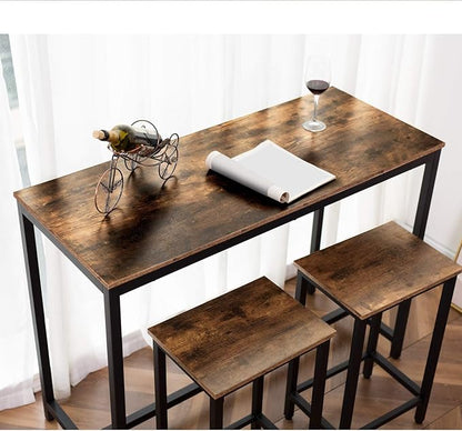 HOOBRO Bar Table, Rectangular Pub Table, 47.2” Counter Height Bar Table, Industrial Bar Height Table, Dining Table for Kitchen, Living Room, Easy to Assemble, Rustic Brown BF50BT01