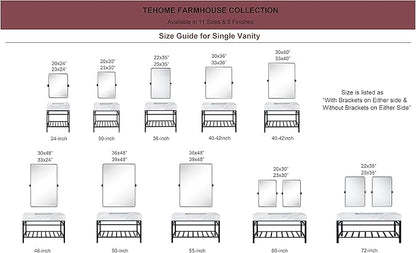TEHOME 27 x 35'' Farmhouse Brush Nickel Metal Framed Pivot Rectangle Bathroom Mirror Tilting Beveled Vanity Mirrors for Wall