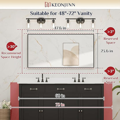 Keonjinn Gold Bathroom Mirrors for Wall 48 x 24 Inch Brushed Gold Frame Rectangular Vanity Mirror Large Metal Framed Farmhouse Mirror for Bathroom Sink Modern Full Length Mirror(Horizontal/Vertical)