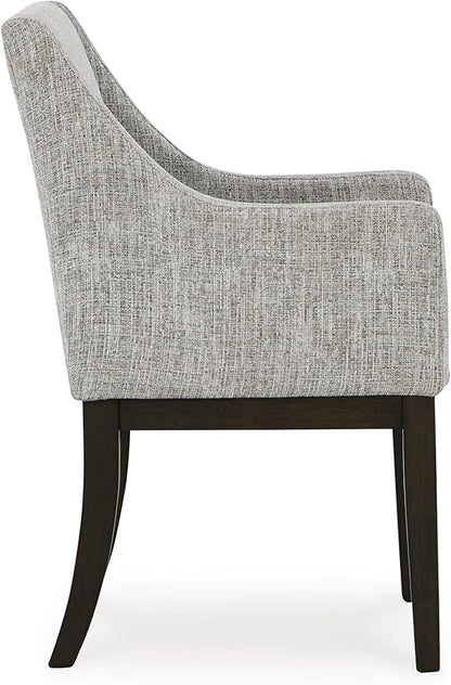 Signature Design by Ashley Burkhaus Traditional Dining Upholstered Arm Chair, 2 Count, Gray & Dark Brown