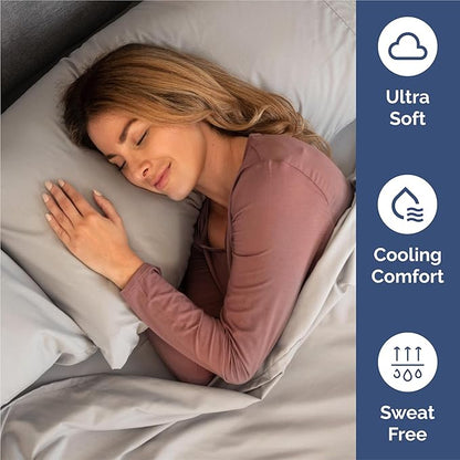 King Size 4 Piece Sheet Set - Comfy Breathable & Cooling Bed Sheets Set - Hotel Luxury Bedding for Women, Men, Kids, Teens, Boys & Girls - Deep Pockets, Soft and Wrinkle Free - Oeko-Tex - Light Grey