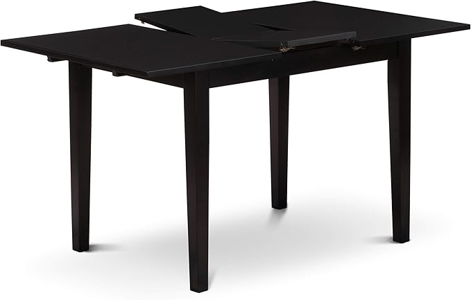 East West Furniture NOPF3-BLK-C 3 Piece Dining Room Table Set Contains a Rectangle Kitchen Table with Butterfly Leaf and 2 Linen Fabric Upholstered Chairs, 32x54 Inch, Black