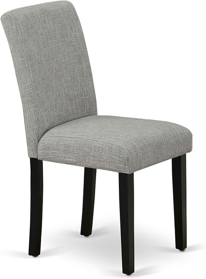 East West Furniture DUAB5-BLK-06 5 Piece Kitchen Table Set for 4 Includes a Rectangle Dining Table and 4 Shitake Linen Fabric Parson Dining Room Chairs, 36x60 Inch, Black