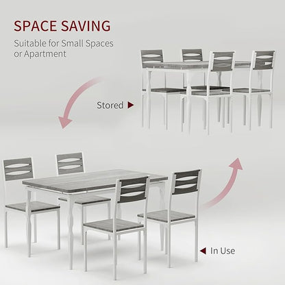 GarveeHome 5 Piece Dining Table Set, Industrial Style Dining Table and Chairs Set for 4, Kitchen Table Set for Dining Room Kitchen Apartment, Grey