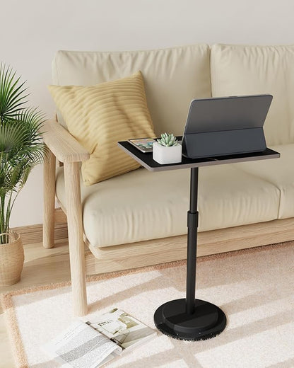 Small Side Table, Height Adjustable Nightstand, Square Indoor Metal Plant Stand, for Living Room, Bedroom, Office, Bathroom, 1 Pack, Black, GBZ001RB-1