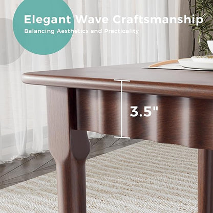 47.2 Inch Solid Wood Dining Table for 4, Mid Century Modern Oak Kitchen Table, Farmhouse Rectangular Dining Room Table for Indoor or Outdoor Use, Easy Assembly, Walnut