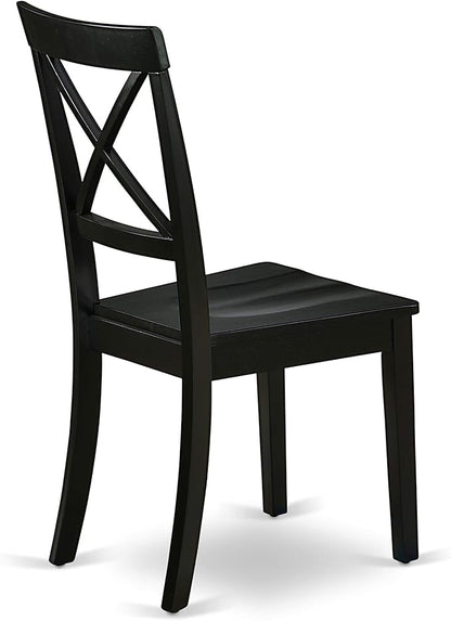 East West Furniture LGBO7-BLK-W 7 Piece Dining Set Consist of a Rectangle Dining Room Table with Butterfly Leaf and 6 Wood Seat Chairs, 42x84 Inch, Black