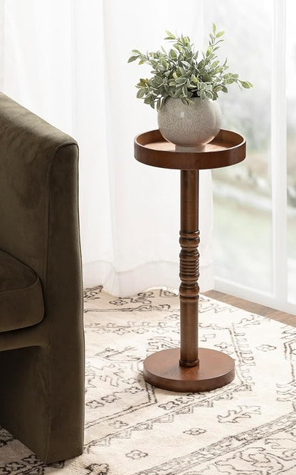 Kate and Laurel Bellport Farmhouse Round Drink Table; 10 x 10 x 22; Natural Rustic; Decorative Coastal Martini Table for Use as Charming Indoor Plant Stand or Living Room Pedestal Table