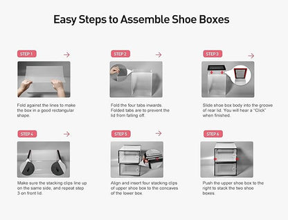 Kuject X-Large Shoe Storage Boxes Organizers Clear Plastic Stackable 12 Pack, Shoe Rack & Holder Substitute, Sneaker Containers, Toy Storage Organizer Bins for Entryway, Closet, Under Bed, Pink