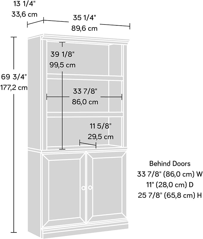 Sauder Miscellaneous Storage Transitional 3-Shelf 2-Door Bookcase/ Book shelf, Sindoori Mango finish