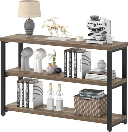 EXCEFUR Modern Sofa Table Behind Couch, Console Table with 3 Tier Shelves, Foyer Tables for Living Room Entryway Hallway, Rustic Oak